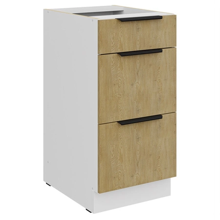 Küchenmöbel Set Cremona 260 cm elegante Küchenschränke in dezenten und natürlichen Farben Metallkantengriffe