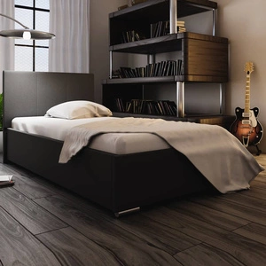 Lugo 90x200 schwarzes Polsterbett mit modernem Kopfteil, ideal für ein Jugendzimmer oder ein kleines Schlafzimmer