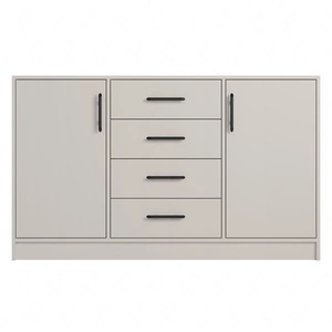 Kommode Caspe 140 cm beige modernes Möbeldesign Kommodenkanten mit speziellem ABS-Furnier verarbeitet