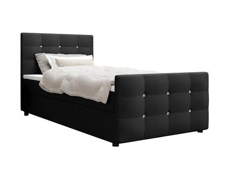 Boxspringbett Kansas 90x200 schwarzes Bett im modernen skandinavischen Stil mit gepolstertem Kopf- und Fußteil