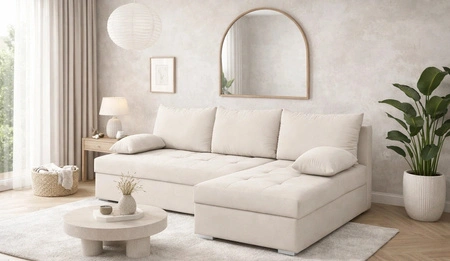 Ecksofa mit Schlaffunktion Fasti hellbeige universal Ecksofa mit Bettkasten Garantie für höchsten Komfort