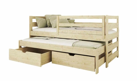 Kinderbett Tori 80x160 cm Kiefer 2-Personen-Ausziehbett für Kinderzimmer Massivbauweise Kinderbett aus massivem Kiefernholz