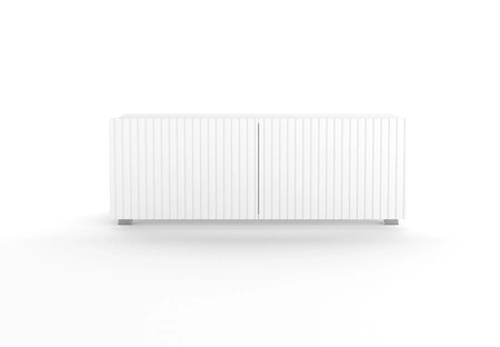 RTV Schrank Colder 100 cm weiß mit Möglichkeit der Aufhängung stilvolle geriffelte Front elegante Form der Möbel im modernen Stil