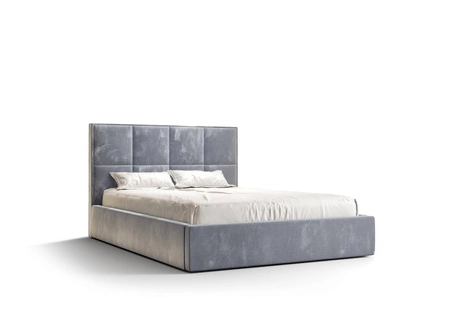 Polsterbett Aresa 180x200 mit Aufbewahrung Hellblau Modernes skandinavisches Stilbett mit bequemem Kopfteil