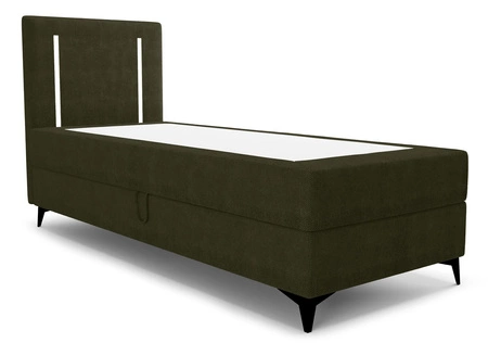 Boxspringbett Norco 80x200 grün stilvolles Bett mit Staukasten Beleuchtung im Kopfteil fügt eine einzigartige Note