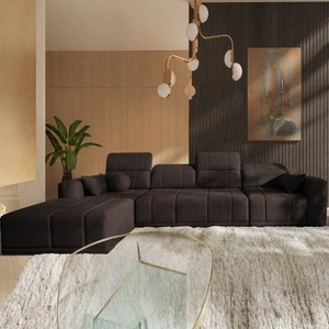 Ecksofa mit Schlaffunktion Cetara XII braun linksseitig stilvolles Design bequeme Schiebelehnen zwei Bettzeugkästen