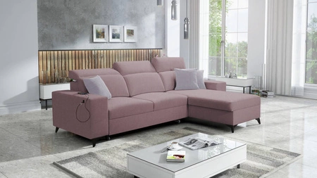 Ecksofa mit Schlaffunktion Kelly Sleek lavendelrosa rechtsseitig kariert bequem und funktional Ecksofa für Wohnzimmer
