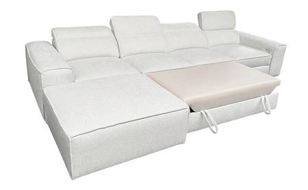 Ecksofa mit Schlaffunktion Viano XII Lux hellbraun linkshändig Designer-Ecksofa für das Wohnzimmer mit komfortablem ausziehbarem Fußteil