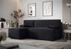 Ecksofa mit Schlaffunktion Brandon schwarz linke Seite weicher Stoff mit charakteristischer Schlingenoberfläche Bettzeugbehälter