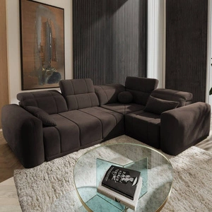 Ecksofa mit Schlaffunktion Cetara II braun rechte Seite stilvolles Design verschiebbare Rückenlehnen verstellbare Kopfstützen und Bettzeugbehälter