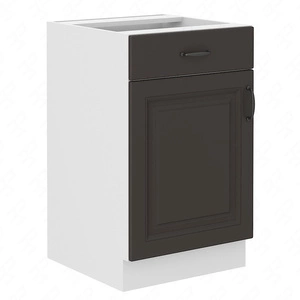 Stehender Küchenschrank mit Schublade und Einlegeboden Silber 50 D 1F 1S BB dampf-, hitze- und spritzwassergeschützter Schrank