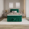 Boxspringbett Casey 120x200 flaschengrün im modernen skandinavischen Stil mit gepolstertem Kopfteil Bett mit Staukasten