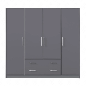 Kleiderschrank Caspe 200 cm anthrazit modernes Design ABS-Finish und Aluminiumgriffe