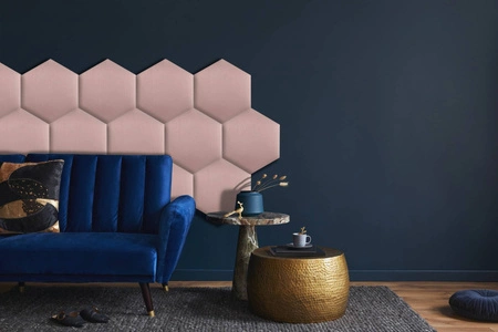 Gepolstertes Paneel Hexagon 30x26 cm rosa stilvolle Wandpaneel Veloursstoff modische Dekoration jedes Interieur