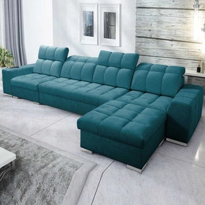 Ecksofa mit Schlaffunktion Luigi XII türkis rechtes ein stilvolles Ecksofa für das Wohnzimmer in einer minimalistischen und eleganten Ausführung