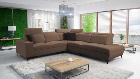 Ecksofa mit Schlaffunktion Kelly Sleek IX hellbraun rechts stilvolles Ecksofa mit bequemen Armlehnen und verstellbaren Kopfstützen