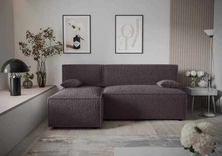 Schlafsofa Brandon graphit links weicher Stoff mit ausgeprägter Schlingenoberfläche Bettzeugbehälter