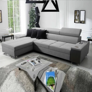 Ecksofa mit Schlaffunktion Dafni in Grau linksseitig geflochten bietet Komfort und Funktionalität während der täglichen Erholung