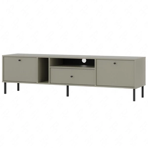 RTV-Schrank Kioto II 180 cm Eukalyptus eleganter TV-Schrank mit geraden Metallbeinen schwarze Griffe