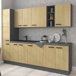 Chevron Küchenmöbel Set 260 cm Fronten mit dekorativen Fischgräten Dekoration Schränke sehen toll aus in klassischen und modernen Interieurs