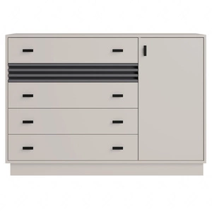 Kommode mit Schubladen Estan 135 cm beige / anthrazit modernes Möbeldesign hochwertige Verarbeitung Kommodeneinfassung mit Spezialfurnier verarbeitet