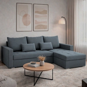 Ecksofa mit Schlaffunktion Fasti Bis dunkelgrau universal Ecksofa mit Bettzeugbehälter Garantie für höchsten Komfort