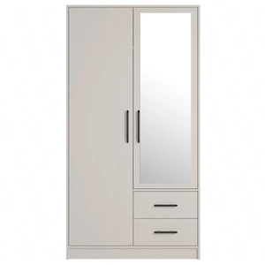 Kleiderschrank mit spiegel Caspe 100 cm beige modernes Design ABS-Finish und Aluminiumgriffe