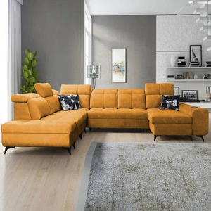 Ecksofa mit Schlaffunktion Buffalo X gelb rechts funktionales und bequemes Ecksofa für ein Zimmer mit Bettzeugcontainern