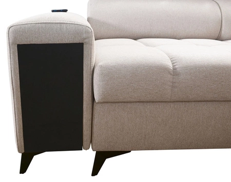 Ecksofa mit Schlaffunktion Bolmso III violett linkes Ecksofa mit Bettzeugcontainer Vollauszug in der Seite des Möbels