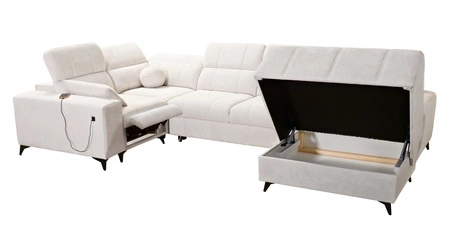 Ecksofa mit Schlaffunktion Penejos IV Lux dunkelbeige rechts stilvolles Ecksofa mit bequemer ausziehbarer Fußstütze