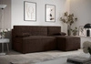 Ecksofa mit Schlaffunktion Brandon braun rechte Ecke weicher Stoff mit charakteristischer Schlingenoberfläche Bettzeugbehälter