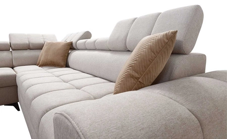 Ecksofa mit Schlaffunktion Bolmso II blau links Ecksofa mit Bettzeugcontainer Vollauszug in der Seite des Möbels