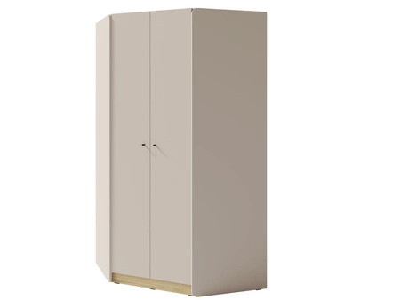 Eckschrank Olivio 145 cm sandbeige/geölte Eiche modernes Design ABS-Finish und schwarze Griffe