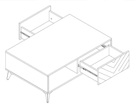 Couchtisch Gusto 104 cm Schwarz / Eiche Evoke Modernes und praktisches Design Tischplatte resistent gegen verschüttete Flüssigkeiten