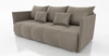 Sofa mit Schlaffunktion Selva dunkelbeige Funktionssofa für das Wohnzimmer mit Bettzeugbehälter aus Stoff mit Plüschoberfläche