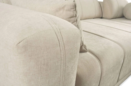 Ecksofa mit Schlaffunktion Cetara III cremefarben links Ergonomisches Ecksofa mit verschiebbarer Rückenlehne und verstellbaren Kopfstützen