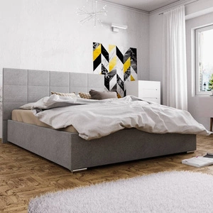 Eljas gepolstertes Bett 160x200 grau mit modernem Kopfteil ideal für Schlafzimmer