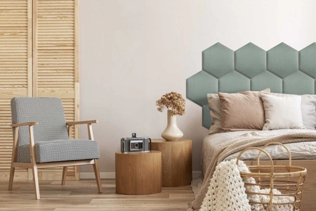 Gepolstertes Paneel Hexagon 30x26 cm mint stilvolle Wandpaneel Veloursstoff modische Dekoration jedes Interieur