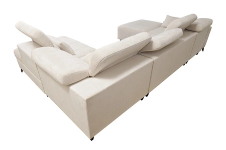 Ecksofa mit Schlaffunktion Penejos VI creme linke Seite stilvolles Ecksofa mit zwei Bettkästen strapazierfähiger Stoff
