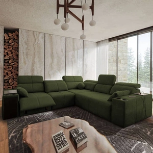 Ecksofa mit Schlaffunktion Tesalia III Lux grün links komfortables Ecksofa mit ausziehbarem Fußteil Schiebefunktion der Rückenlehne