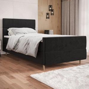 Boxspringbett Benet 100x200 graphit Bett im modernen skandinavischen Stil mit gepolstertem Kopf- und Fußteil, Bett mit Staukasten