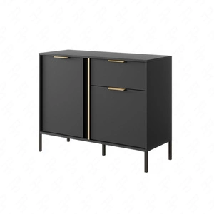 Kommode Golden 103 cm anthrazit modernes Design Goldrandgriff verleiht Eleganz ideale Kommode für modernes Interieur