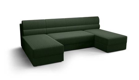 Ecksofa mit Schlaffunktion Fogu U grün komfortables und stilvolles Ecksofa mit einfachem Design Kordstoff Bettzeug Container