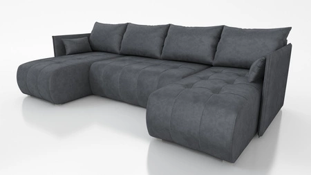 Ecksofa mit Schlaffunktion Selva U grau interessant präsentiert Ecksofa für Wohnzimmer Samtstoff mit eleganter Struktur