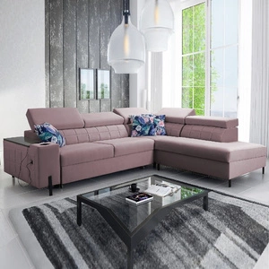 Ecksofa mit Schlaffunktion Belvi III heather right bequemes und elegantes Ecksofa für das Wohnzimmer mit praktischem Stauraum an der Seite