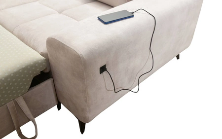 Buffalo IV Ecksofa mit Schlaffunktion graphit links stilvolles Ecksofa mit zwei Bettkästen Velourstoff