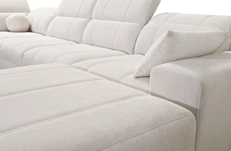 Ecksofa mit Schlaffunktion Penejos IV lachsfarbenes stilvolles Ecksofa mit zwei Bettkästen strapazierfähiger Stoff