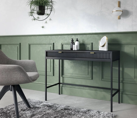 Konsolentisch Lovro Schwarz mit Schubladen Stilvolles und funktionales Möbelstück für Flur Wohnzimmer oder Büro