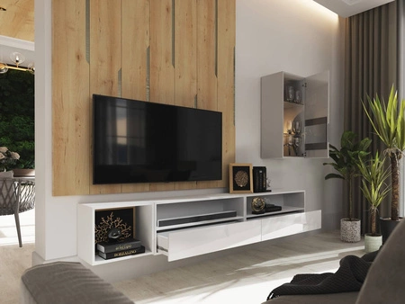 Paleo weiß / weiß glänzend minimalistisches Design Wandschrank für Wohnzimmer oder Sitzungssaal push to open system