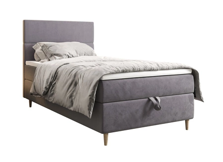 Boxspringbett Bing 100x200 hellgrau im modernen skandinavischen Stil mit gepolstertem Kopfteil Bett mit Staukasten